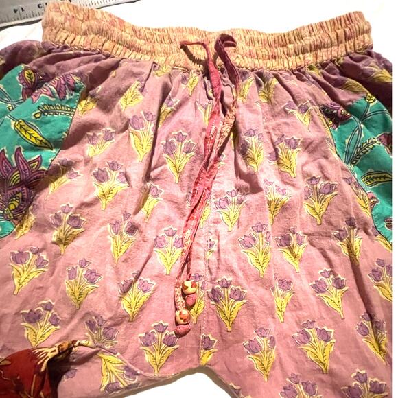 Rare Hippie Boho Festival Pants Women's S Cotton Super Wide Leg Drawstring EUC - Picture 6 of 9